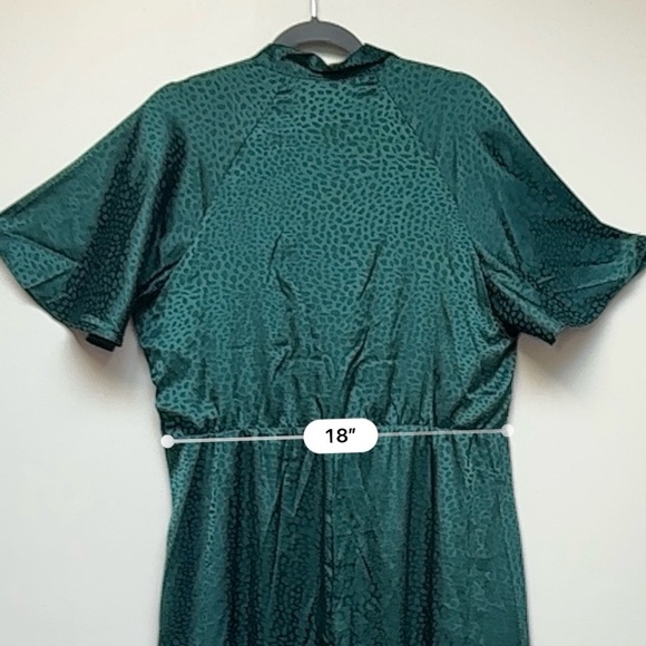 Julia Jordan Green Tie Neck Satin Midi Dress Size 14 - Picture 13 of 16